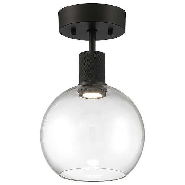 Access Lighting Port Nine Burgundy, Burgundy LED SemiFlush, Matte Black Finish, Clear Glass 63148LEDD-MBL/CLR - main